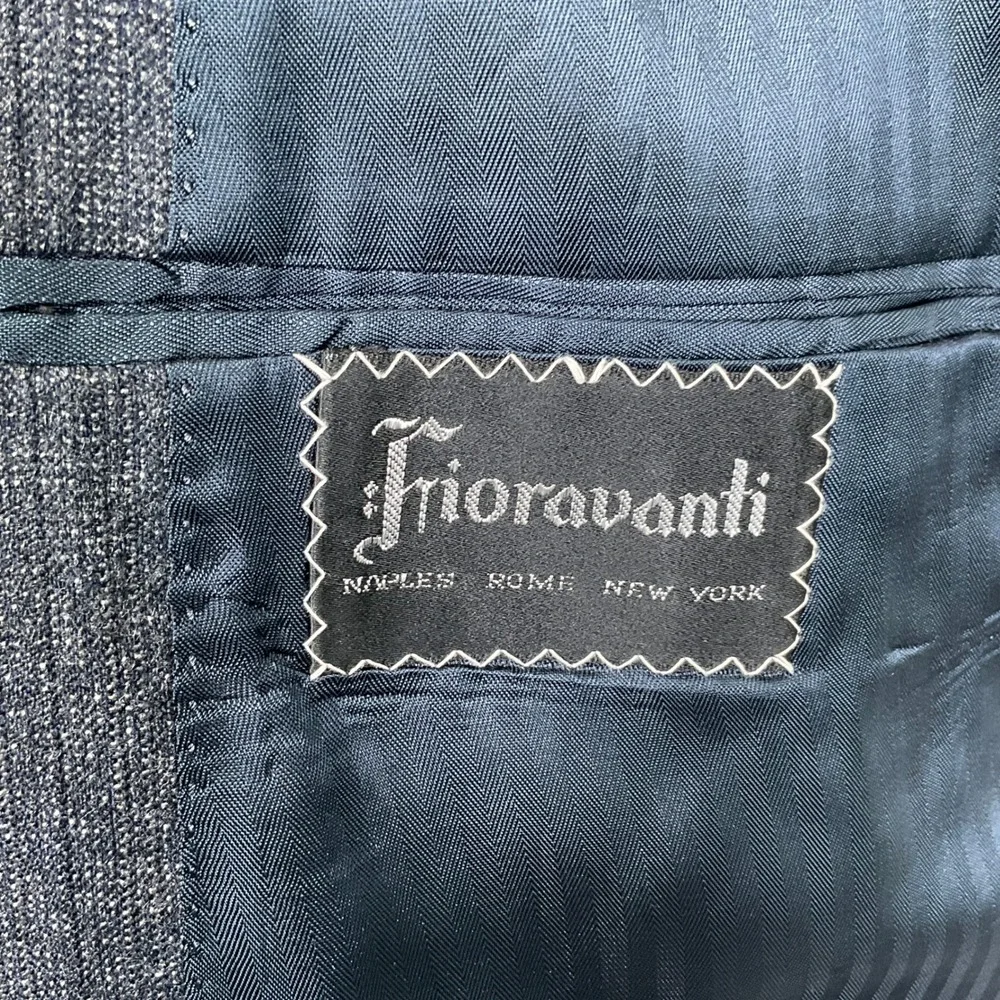 Fioravanti Blazer Men 42 Charcoal Gray Double Breasted Pinstripe Jacket‎ USA VTG